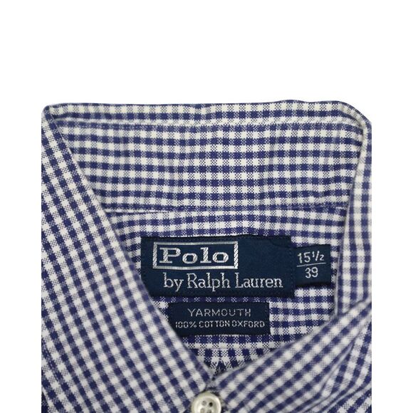 Pre Loved Ralph Lauren Vintage Gingham Check Long Sleeve Shirt Men blue Shirts - Picture 6 of 8